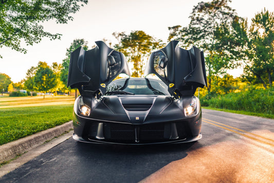 A Ferrari LaFerrari with its doors open