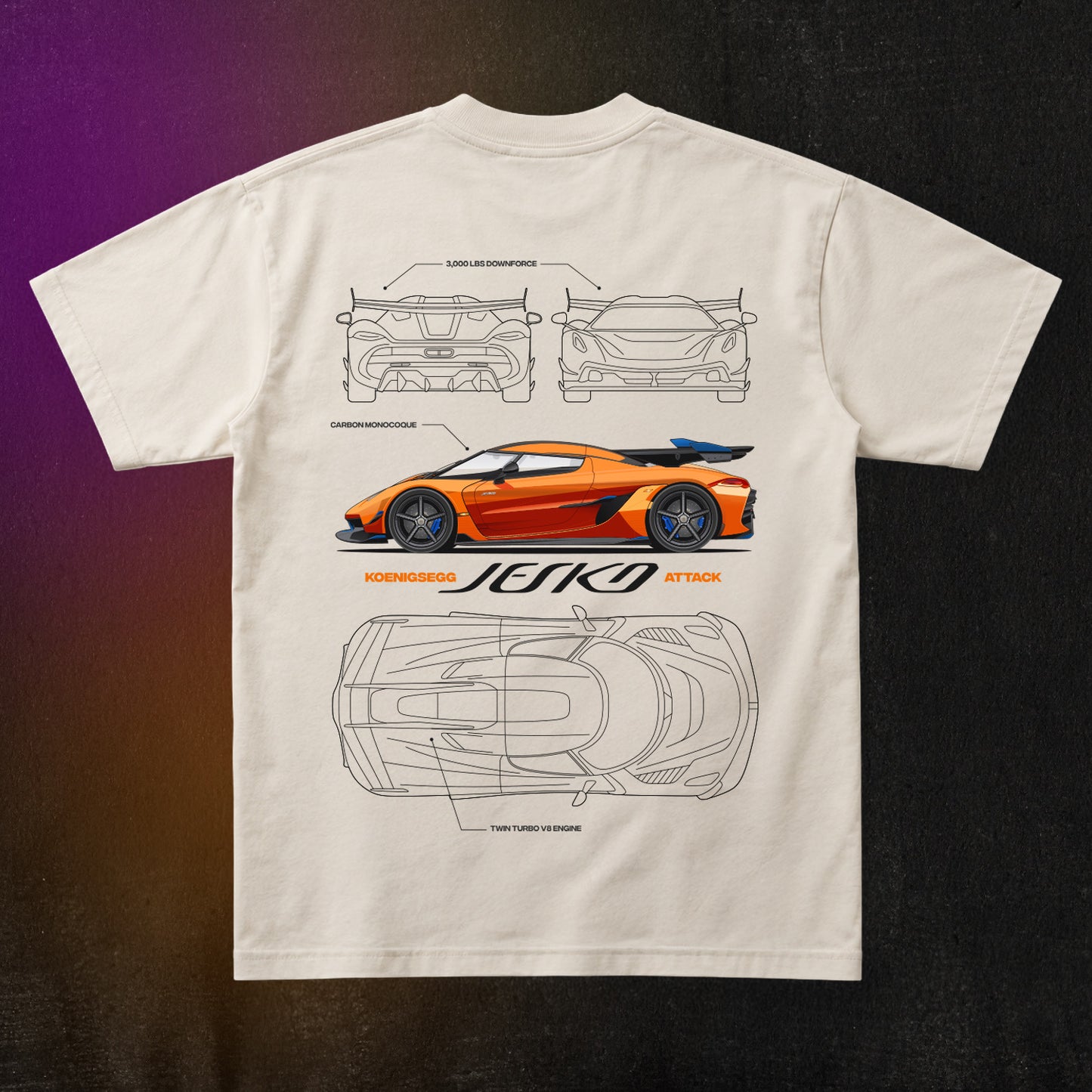 Jesko Schematic Tee - Dust